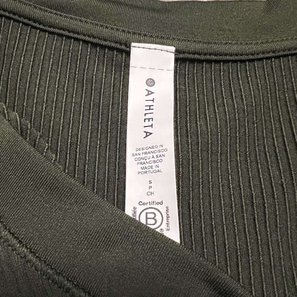 NEW Athleta Renew V-Neck Long-Sleeve Top Aspen Olive Green Size Small NWT - Picture 6 of 8